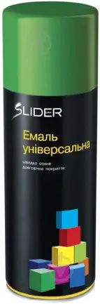 Емаль SLIDER color універсальна 6010 св.-зелена мат, в аер. упаковці 400 мл